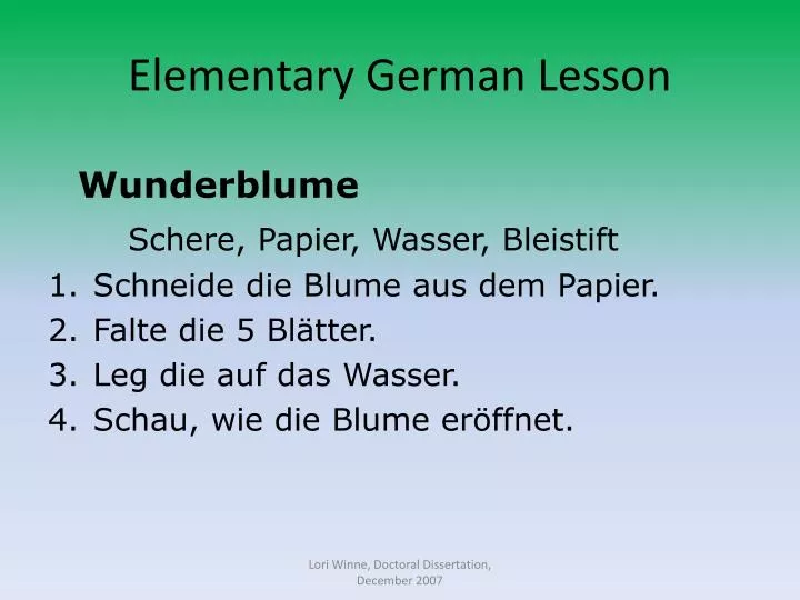 elementary german lesson