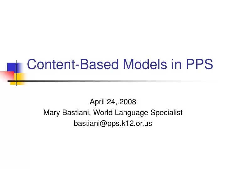 content based models in pps