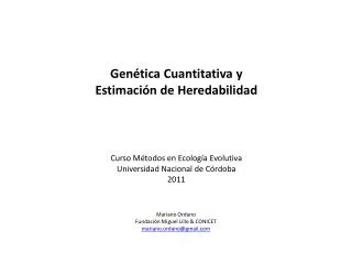 Genética Cuantitativa y Estimación de Heredabilidad
