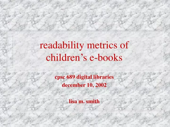 readability metrics of children s e books