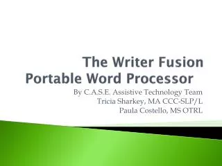 The Writer Fusion Portable Word Processor