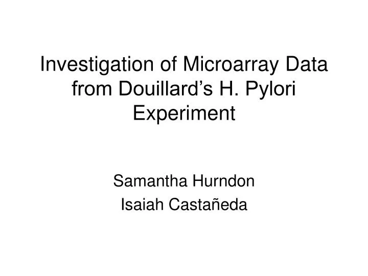 investigation of microarray data from douillard s h pylori experiment