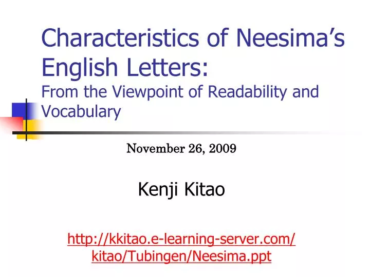 characteristics of neesima s english letters from the viewpoint of readability and vocabulary