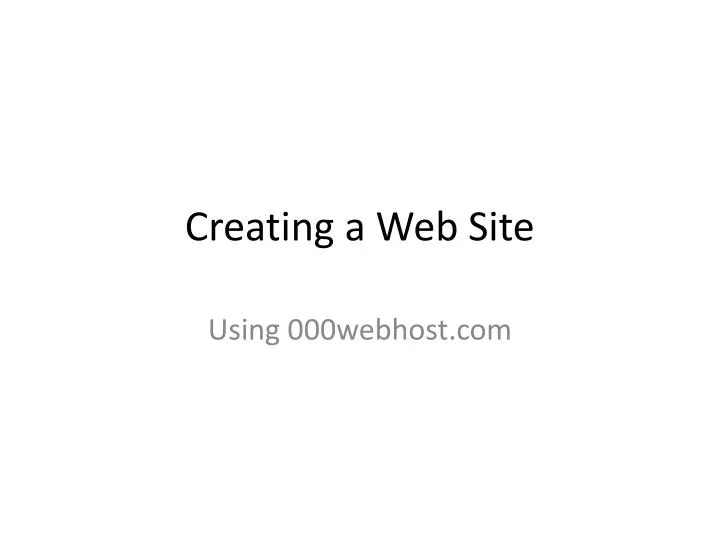 creating a web site