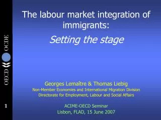 The labour market integration of immigrants: Setting the stage