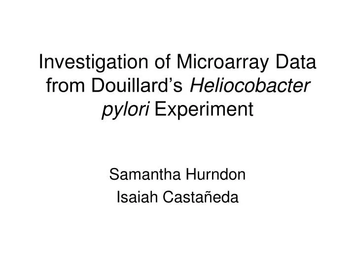 investigation of microarray data from douillard s heliocobacter pylori experiment