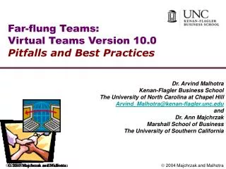 Far-flung Teams: Virtual Teams Version 10.0 Pitfalls and Best Practices