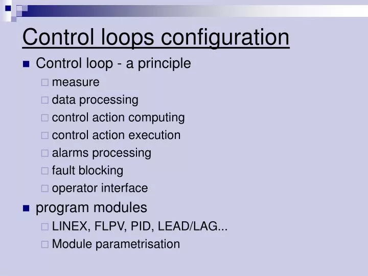 control loops configuration