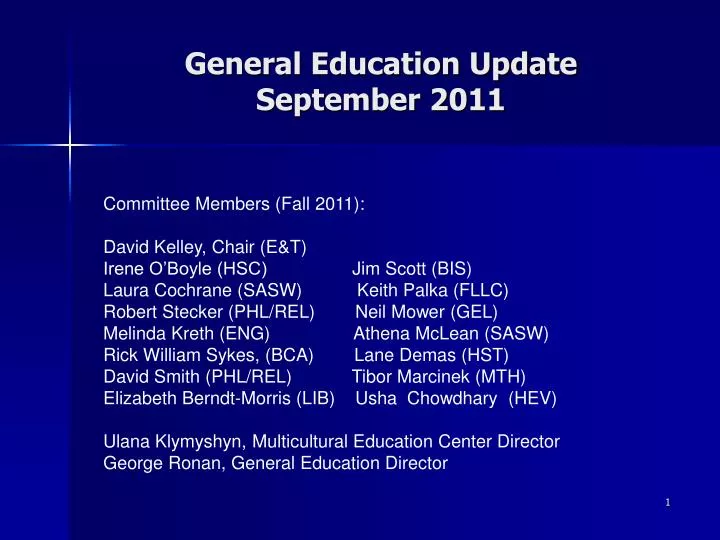 general education update september 2011