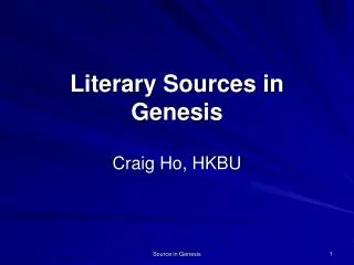 Literary Sources in Genesis