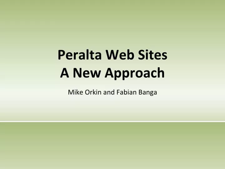 peralta web sites a new approach