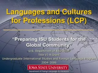Languages and Cultures for Professions (LCP)