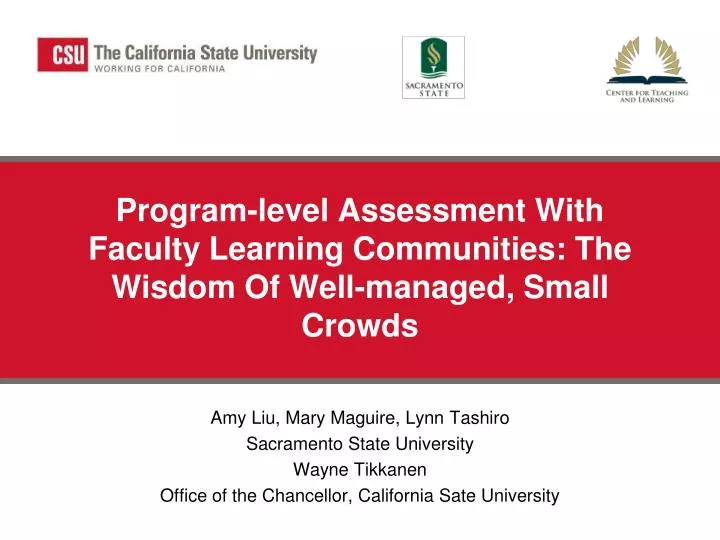 program level assessment with faculty learning communities the wisdom of well managed small crowds