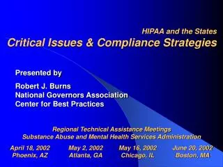 HIPAA and the States Critical Issues &amp; Compliance Strategies