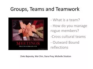 Groups, Teams and Teamwork