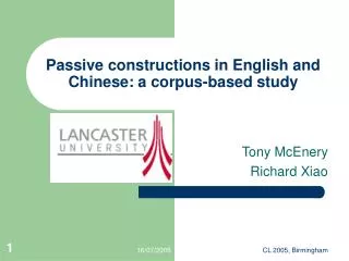 Passive constructions in English and Chinese: a corpus-based study