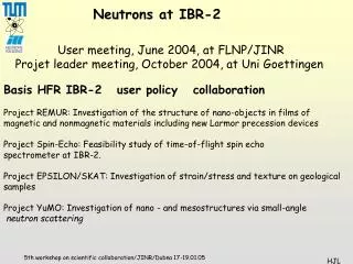 Basis HFR IBR-2 user policy collaboration