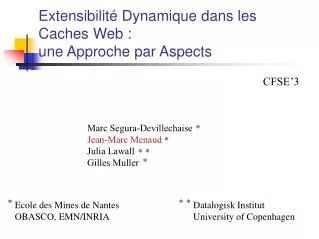 extensibilit dynamique dans les caches web une approche par aspects