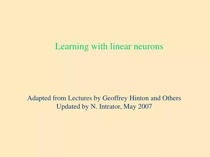 learning with linear neurons