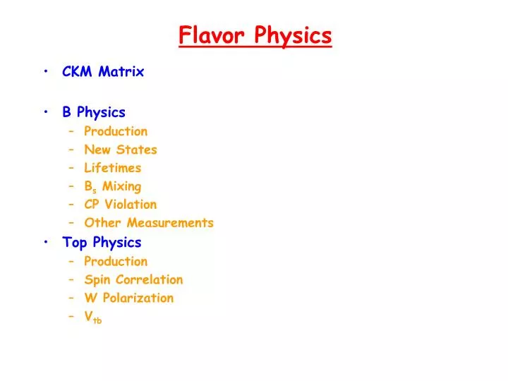 flavor physics