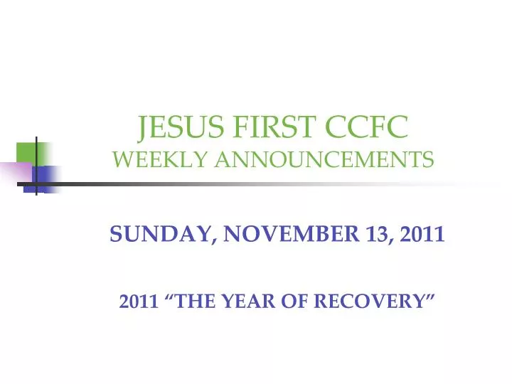 jesus first ccfc weekly announcements