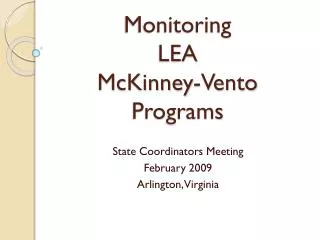 Monitoring LEA McKinney-Vento Programs