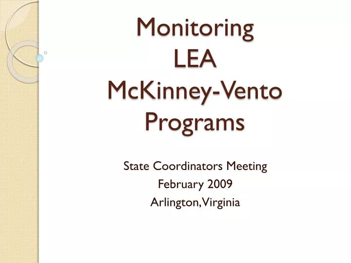 monitoring lea mckinney vento programs