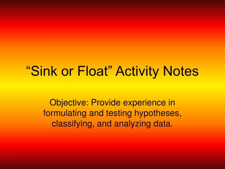 sink or float activity notes