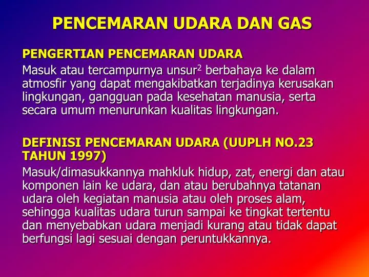 pencemaran udara dan gas