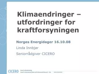 klimaendringer utfordringer for kraftforsyningen