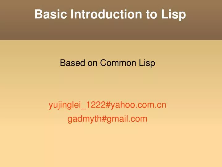 basic introduction to lisp