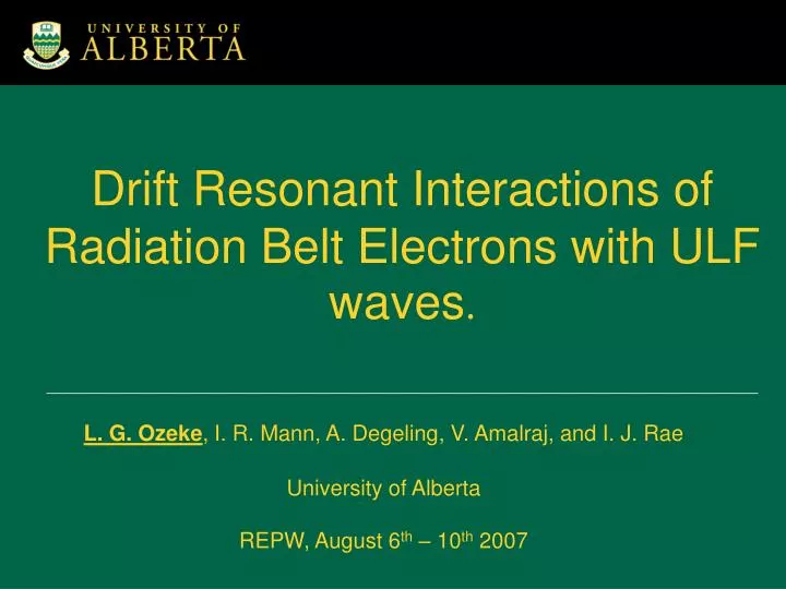 drift resonant interactions of radiation belt electrons with ulf waves