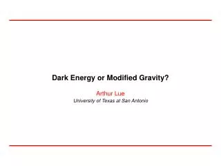 Dark Energy or Modified Gravity?