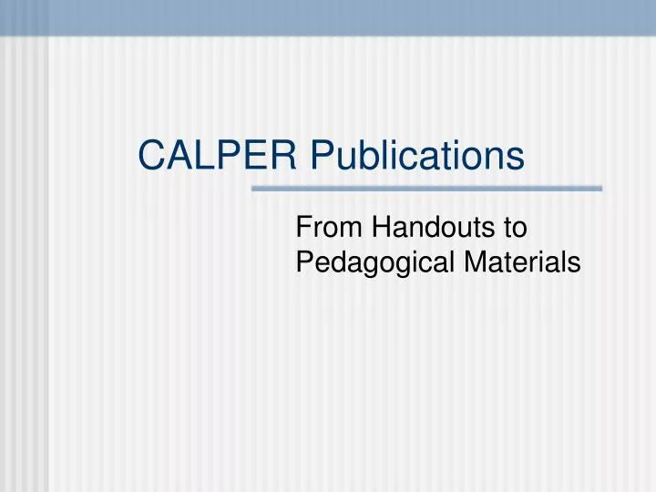 calper publications