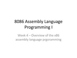 PPT - Assembly Language Programming PowerPoint Presentation, Free ...