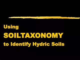 Using SOILTAXONOMY to Identify Hydric Soils