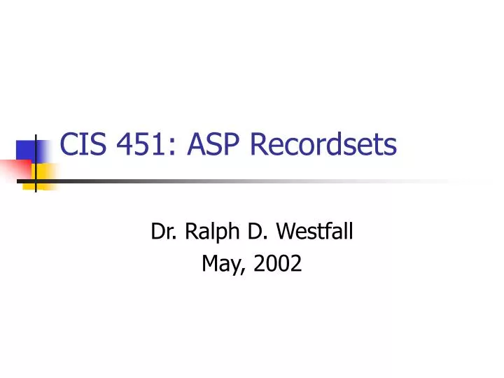 cis 451 asp recordsets