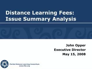 Distance Learning Fees: Issue Summary Analysis