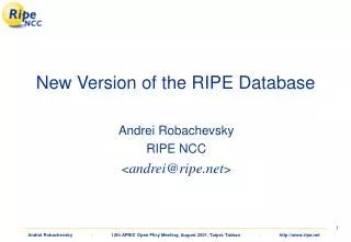 New Version of the RIPE Database