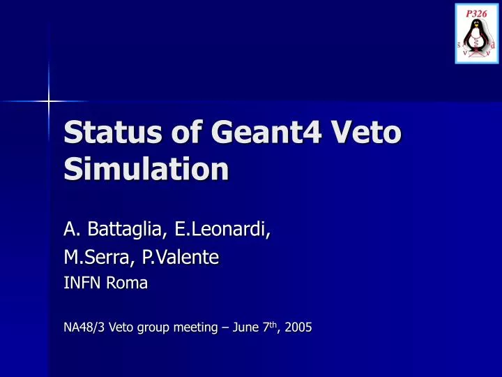 status of geant4 veto simulation