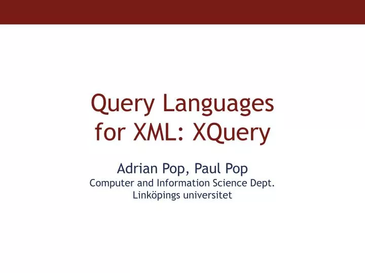query languages for xml xquery