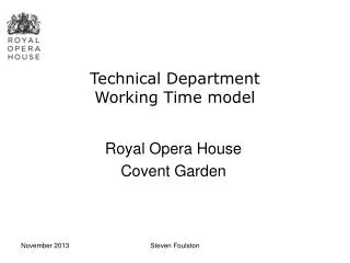 Technical Department Working Time model