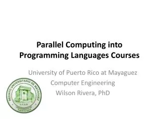 Parallel Computing into Programming Languages Courses