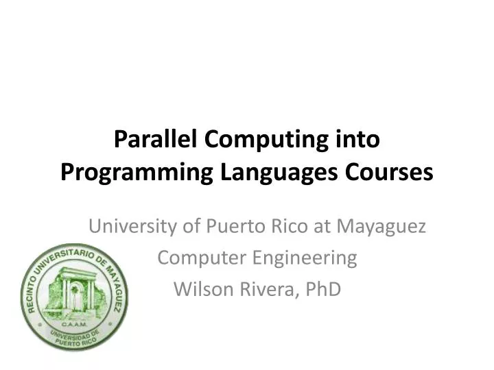 parallel computing into programming languages courses