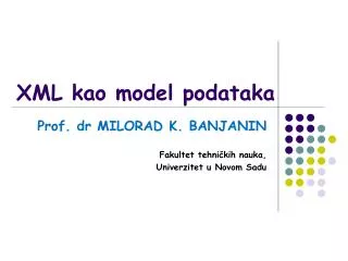 xml kao model podataka