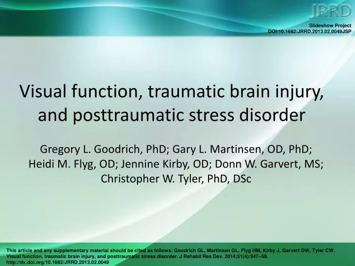 visual function traumatic brain injury and posttraumatic stress disorder