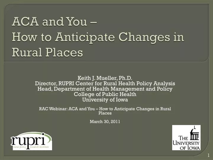 aca and you how to anticipate changes in rural places