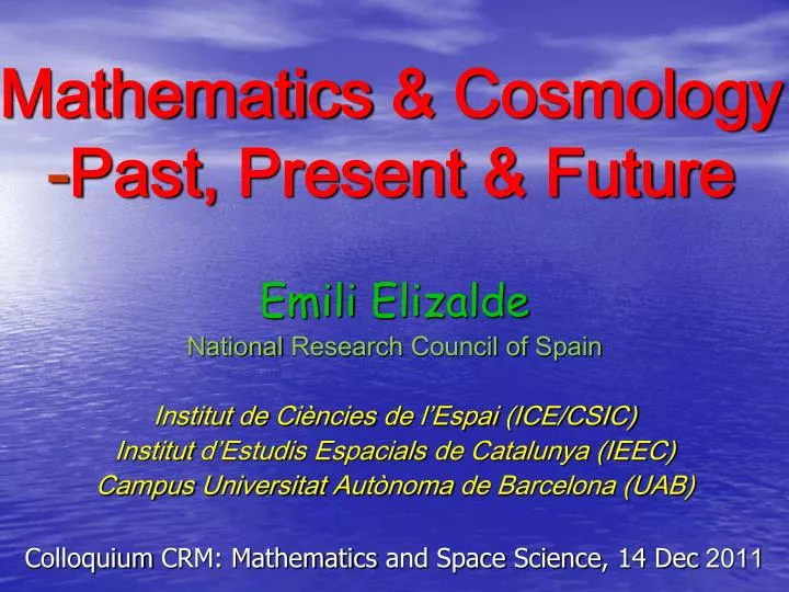 mathematics cosmology past present future