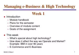 Managing e-Business &amp; High Technology