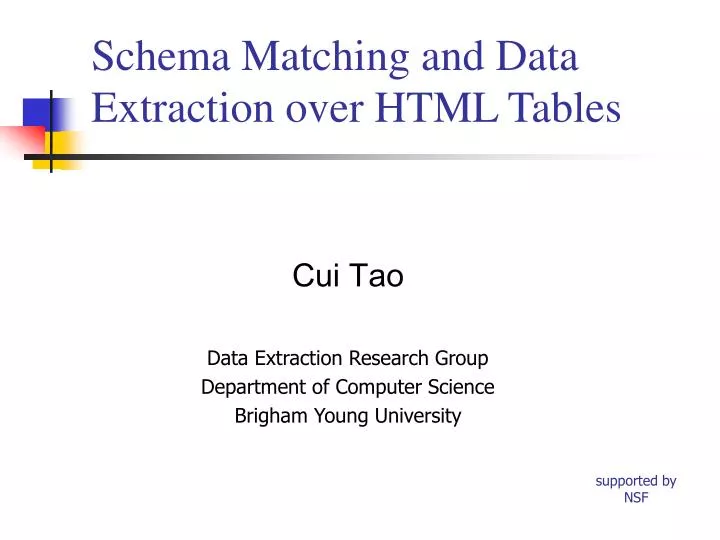 schema matching and data extraction over html tables